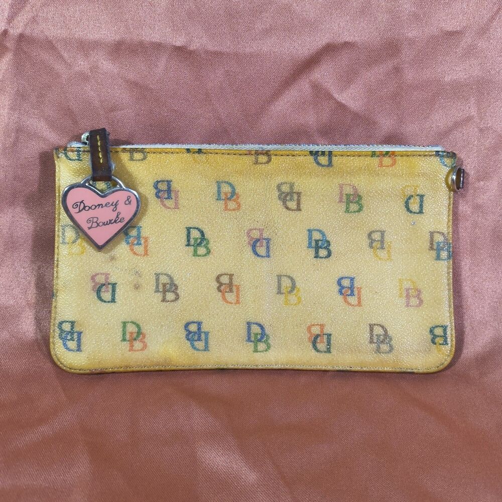 Dooney Bourke Wristlet Multicolor Monogram WH Cream Vtg Y2K